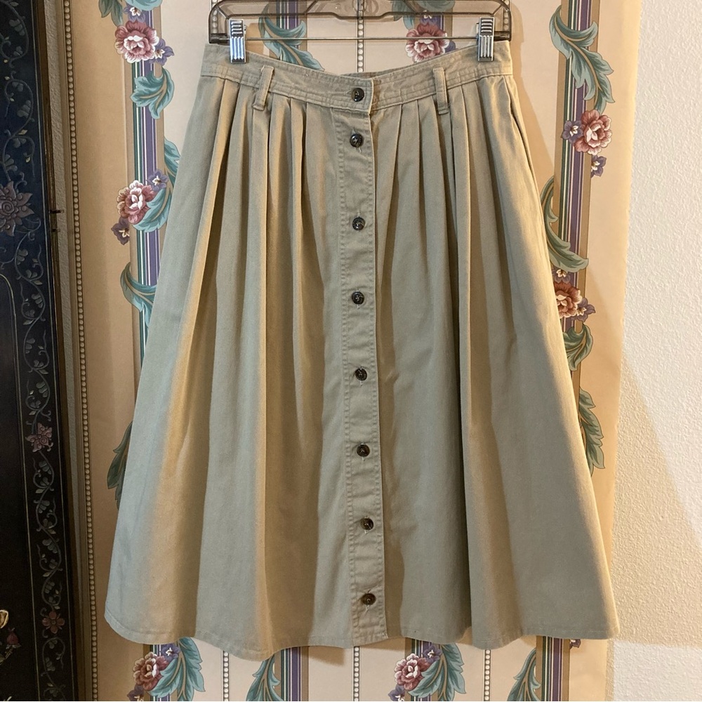 Vintage Dockers Cotton Button Front Midi Skirt